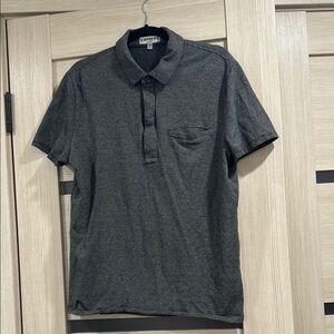 Express Men's black and white  stretch Polo Shirt